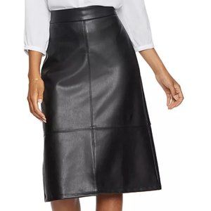 NYDJ Faux Leather A Line Skirt (Black)